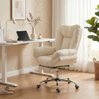 HOMCOM - Chaise de bureau Criss Cross avec repose-pieds et assise large - beige-Le revêtement en flanelle neige procure une sensation douce et un confort respirant