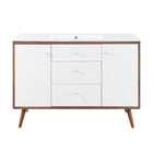 Modway - Transmit Évier simple 48" Vanette de salle de bain - Blanc noyer-Vanité moderne du milieu du siècle