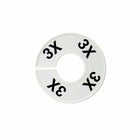 Eddie's -  Rond Les séparateurs de tailles - 3X - blanc avec impression noire - Paquet de 100-Plastique blanc avec du texte en noir