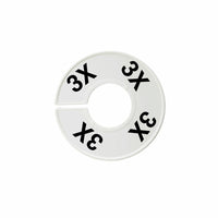 Eddie's -  Rond Les séparateurs de tailles - 3X - blanc avec impression noire - Paquet de 100-Plastique blanc avec du texte en noir