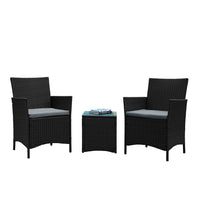 Manhattan Comfort - Ensemble de salon de patio moderne Imperia pour 2 personnes avec table d’appoint - Gris - Lot de 3-Ensemble moderne de patio extérieur 3 pièces avec 2 fauteuils et 1 table d’appoint