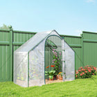 Outsunny - Serre de jardin 6 pi L x 3,3 pi l x 5,5 pi H avec porte et fenêtre, housse plastique transparente-Comprend 4 cordes d'arrimage et 4 ancres pour une stabilité supplémentaire, utilisation fortement recommandée  
