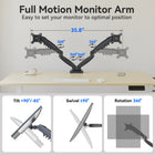 ShoppingAll - Support double pour moniteur VESA et ordinateur portable avec bras à ressort à gaz entièrement réglable et pince de bureau - Noir-Système de pince Swift Claw : Se fixe solidement à toute surface de bureau de 0,59 à 3,94 pouces d’épaisseur, sans abîmer la table