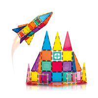 Picasso Tiles - Ensemble de fusées Blocs de construction magnétiques - Ensemble de 36 pièces-Cet ensemble de tuiles de blocs de construction magnétiques comprend 17 petits carrés, 5 triangles rectangles et isocèles, 4 portes, 3 carrés de fenêtre, 1 fenêtre et 1 pentagone - une combinaison puissante qui donne aux enfants un potentiel infini pour rêver et construire