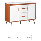 Modway - Energize Double évier 48" Vanette de salle de bain - Blanc cerise-Lavabo en céramique avec trous centraux de 8"