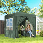 Outsunny - Tente auvent pliante 6.6 pi l x 6.6 pi L avec parois latérales - Vert-Structure en acier avec revêtement en poudre finition blanche pour assurer une utilisation durable