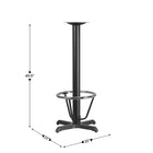 Flash Furniture 22 x 22 po Table de restaurant X-Base avec 3 po Dia. Colonne de hauteur de barre et anneau de pied-Configuration de la base en X