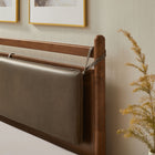 Modway - Leni Grandeur nature Cuir et bois véganes Cadre de lit à plateforme jumelée - Noyer-Sangles en faux cuir