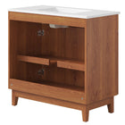 Modway - Miles 36" Vanette de salle de bain - Noyer blanc-Pattes en caoutchouc effilées