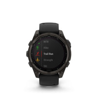 Garmin - fēnix 8 – 47 mm, saphir solaire, titane DLC gris carbone avec bracelet en silicone noir/gris galet-Améliorez les performances, l'endurance et la résistance de votre corps aux blessures grâce à des plans d'entraînement en force ciblés, un suivi de l'endurance en temps réel, des entraînements spécifiques au sport et une gamme complète d'applications sportives intégrées
