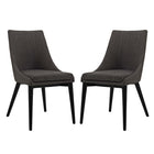 Modway - Viscount Tissu Fauteuil d’appoint de salle à manger Ensemble de 2 - Brown-Pattes en caoutchouc noir