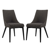Modway - Viscount Tissu Fauteuil d’appoint de salle à manger Ensemble de 2 - Brown-Pattes en caoutchouc noir