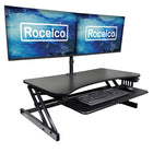 Rocelco – Soulève-moniteur réglable de luxe DADRDM2 pour bureau assis/debout avec support pour double moniteur, noir-Relevez et rabaissez facilement au moyen des leviers situés à l'avant du bureau