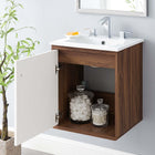 Modway - Transmit 18" Vanité de salle de bain murale - Blanc noyer-Placage en plaques de particules et noyer