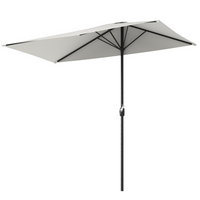 Outsunny - Parasol de patio demi-lune avec 5 baleines - 8 pi - blanc crème-Auvent en polyester résistant aux UV pour une meilleure protection solaire à l’extérieur