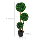 HOMCOM - Topiaire buis trois boules 3,6 pi pour intérieur extérieur - vert-Pot de plante inclus 