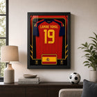 Frameworth Official FIFA World Cup 2026 Spain Lamine Yamal Framed Replica Jersey - 25.75" x 33.75"-Professionally framed in Canada, with the replica jersey mounted in a premium black frame and a clear protective front.