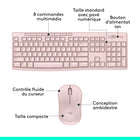 Logitech - MK270 Combo Clavier et Souris Sans Fil - Rose-Souris Confortable : Cette souris sans fil compacte est conçue pour être confortable pour les droitiers et gauchers, son curseur permet une navigation en douceur sur la plupart des surfaces