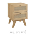 Modway - Soma 2 tiroirs Table de chevet, Chêne-Tissage naturel en rotin