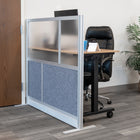 Luxor - Mur modulaire 53 x 48 - Cadre gris segmenté, acrylique givré, PET gris frais-S'intègre au système de cloisons de séparation pour des configurations évolutives