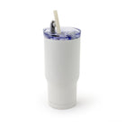 Gry Mattr - Tasse de voyage avec paille - 700 ml - Blanc-Acier inoxydable