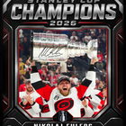 Frameworth - PhotoGlass Nikolaj Ehlers Carolina Hurricanes champions 2026 édition à signature fac-similé - 18 po l x 22 po H-Encadré professionnellement au Canada : l’image est imprimée en ultra haute définition directement sur le verre et finie dans un cadre noir