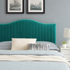 Modway - Juniper Chenal Touffé Performance Velvet Lit de plateforme complet, Sarcelle-Velours de performance résistant aux taches