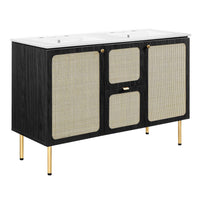 Modway - Chaucer 48" Meuble de salle de bain à double lavabo - Noir Blanc-MDF et panneau de particules