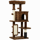PawHut - Arbre à chat 41 po avec poteaux à griffer, lit pour chat, condo - motif léopard-Le centre de jeu garde les chats divertis et actifs  
