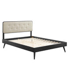 Modway - Bridgette Bois Lit à plateforme complet avec pieds écartés, Noir beige-Cadre complet de plate-forme