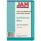 JAM Paper - Carnet à couverture rigide avec élastique - Grand journal - 5 7/8 po x 8 1/2 po - Bleu Caraïbes - 100 feuilles lignées-Taille : Grand (5 7/8 x 8 1/2 pouces) . Se glisse facilement dans les sacs, sacs à dos et porte-documents.