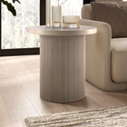 Hudson&Canal - Table d'appoint ronde cannelée Isa de 56 cm de large, couleur blanc aulne-Caractéristiques assemblage facile