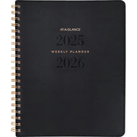 AT-A-GLANCE - Agenda scolaire hebdomadaire/mensuel Signature 2025-2026 - 11 po H x 8 3/8 po l - noir - bilingue-13 mois : juillet 2025 à juillet 2026