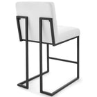 Modway - Privy Acier inoxydable noir Tissu rembourré Tabouret de comptoir - Noir Blanc-Capsules de pied non marquées