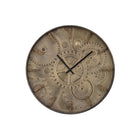Monarch Specialties - Horloge - 20 po Rond - Horloge Murale - Brun - Transitionnel-Une horloge murale ronde de 20 pouces au look vintage avec un fond imprimé de roues dentées, parfaite pour une décoration intérieure de style transitionnel