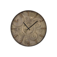 Monarch Specialties - Horloge - 20 po Rond - Horloge Murale - Brun - Transitionnel-Une horloge murale ronde de 20 pouces au look vintage avec un fond imprimé de roues dentées, parfaite pour une décoration intérieure de style transitionnel