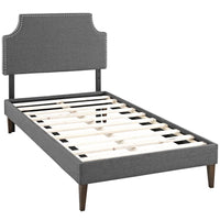 Modway - Laura Tissu Lit plateforme jumelle avec pieds carrés effilés, Gris-Rembourrage fin en polyester