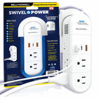 Bell+Howell - Multiprise pivotante avec USB-C - Blanc-Chargez 9 appareils : livré avec six prises à 3 broches pour un chargeur plus rapide et 3 ports USB pour les appareils quotidiens comme les téléphones portables, les tablettes, les lecteurs de musique, etc