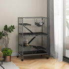 PawHut - Cage à 5 niveaux pour lapin, cochon d’Inde, furet, rat, hamster - 50 po H - gris-Un hamac inclus pour un bon repos 
