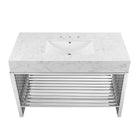 Modway - Gridiron 48" Vanette de salle de bain - Argent blanc-Évier en marbre artificiel
