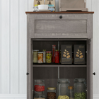 HOMCOM - Buffet de style ferme 23,6 po l avec portes de grange et tiroir - gris vieilli-La surface en mélamine est également lisse et facile à nettoyer 
