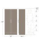 Prepac - Cabinet Accent Elite 32 po avec portes à panneaux, cabinet de rangement avec 3 étagères ajustables - Noir-Dimensions assemblées : 32 po L x 65 po H x 16 po P