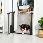 PawHut - Barrière pour animaux extra large 30"-32" avec petite porte - 30"H - Noir-Matériau : Métal, ABS