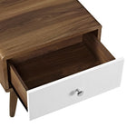 Modway - Transmit Table de chevet, Blanc noyer-Pattes écartées et effilées