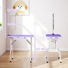 PawHut - Table de toilettage pliable pour chiens et chats, surface antidérapante - violet-Laisse incluse pour maintenir l’animal en place 