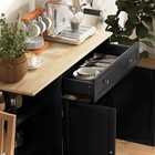 HOMCOM - Buffet moderne avec plateau effet bois et étagères de rangement multiples - noir-Couleur : Noir, Chêne 