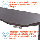 Motionwise - Bureau courbé ergonomique série M3 PRO Motionwise, 30 po x 60 po, électrique assis-debout, double moteurs - Noyer Américain-Dimensions : 60 larg. x 30 prof. x 28 à 48 larg. (po)