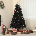 HOMCOM - Sapin de Noël artificiel de 6 pieds avec ouverture automatique - noir-Couleur noire pour l'esprit d'Halloween et de Noël 