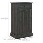 HOMCOM - Buffet bas à poubelle basculante 10 gallons avec bac caché et tiroir - gris charbon-Le plateau en bois de chêne à grain apporte un style moderne et naturel à votre maison 