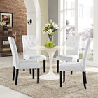 Modway - Confer Vinyle Fauteuil d’appoint de salle à manger Ensemble de 4 - Blanc-Rembourré en faux cuir
